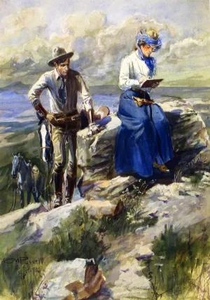 She Turned Her Back on Me and Went Imperturbably On With Her Sketching by Charles Marion Russell Oil Painting
