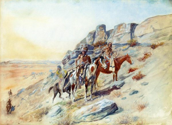 Main Product Photo of Sighting the Enemy Painting by Charles Marion Russell