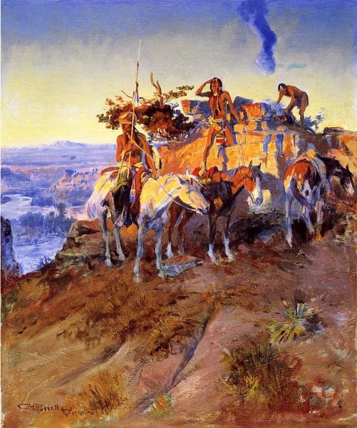 Main Product Photo of Signal Smoke Painting by Charles Marion Russell