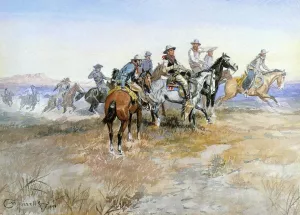 Start of Roundup by Charles Marion Russell - Oil Painting Reproduction