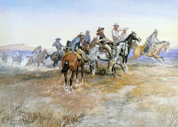 Main Product Photo of Start of Roundup Painting by Charles Marion Russell
