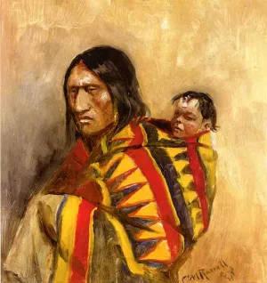 Stone-in-Moccasin Woman by Charles Marion Russell Oil Painting
