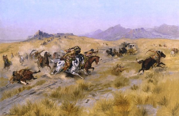 Main Product Photo of The Attack Painting by Charles Marion Russell