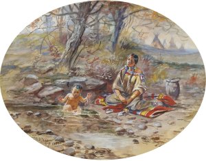The Bath by Charles Marion Russell Oil Painting