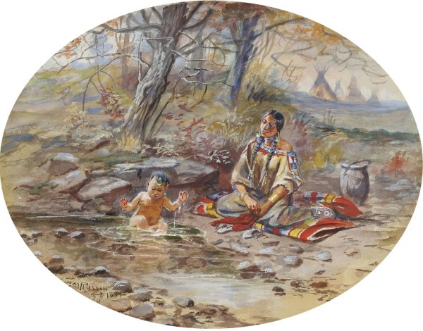 Main Product Photo of The Bath  Painting by Charles Marion Russell