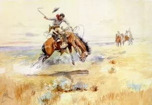 The Bronco Buster by Charles Marion Russell Oil Painting