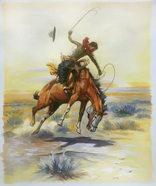 The Bucker by Charles Marion Russell - Oil Painting Reproduction