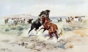 The Challange, #2 painting by Charles Marion Russell