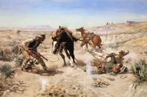 The Cinch Ring by Charles Marion Russell - Oil Painting Reproduction