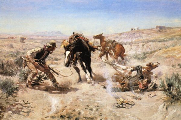 Main Product Photo of The Cinch Ring Painting by Charles Marion Russell