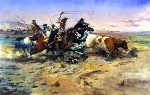 The Heard Quitter by Charles Marion Russell - Oil Painting Reproduction