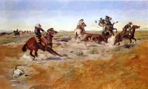 The Judith Basin Roundup by Charles Marion Russell Oil Painting