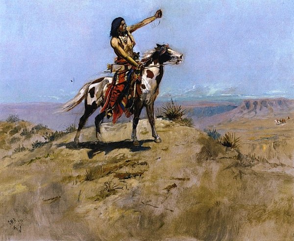 The Signal by Charles Marion Russell - Hand-Painted Oil Painting Reproduction