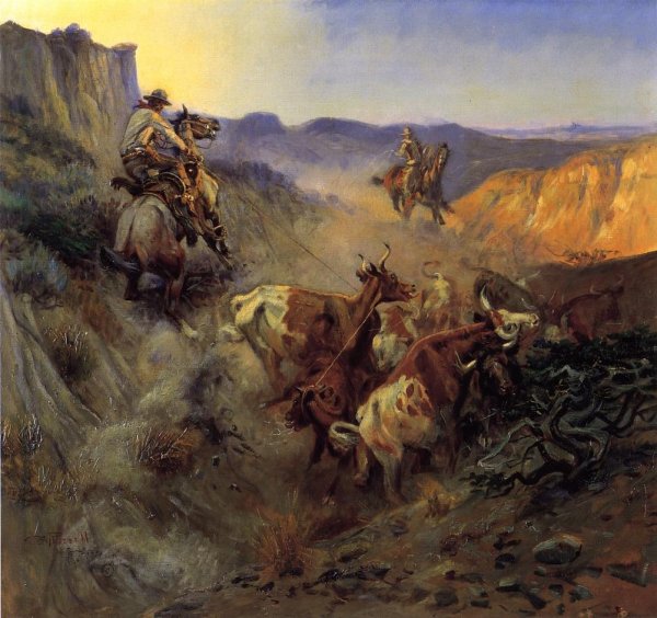 The Slick Ear by Charles Marion Russell - Hand-Painted Oil Painting Reproduction