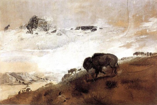 Main Product Photo of The Stand. Crossing the Missouri Painting by Charles Marion Russell