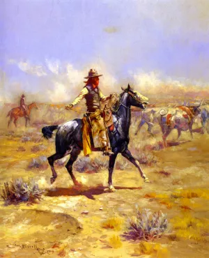 Through the Alkali by Charles Marion Russell - Oil Painting Reproduction