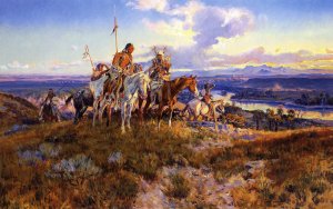 Wagons Oil painting by Charles Marion Russell