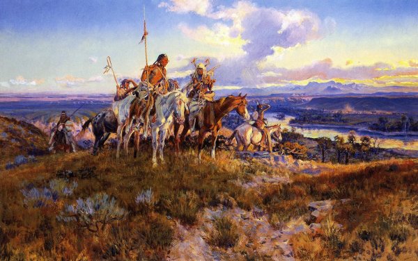 Main Product Photo of Wagons Painting by Charles Marion Russell