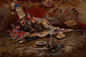 Waiting and Mad by Charles Marion Russell Oil Painting