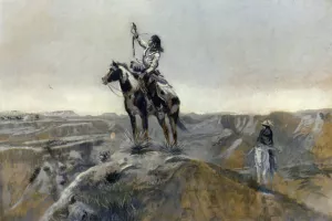WAR also known as Indian Telegraphing painting by Charles Marion Russell