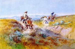 When Cows were Wild by Charles Marion Russell - Oil Painting Reproduction