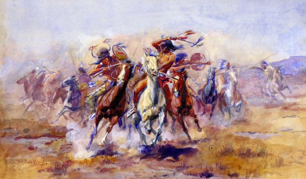 Main Product Photo of When Sioux and Blackfeet Meet Painting by Charles Marion Russell