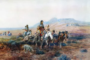 When the Trail Was Long Between Camps painting by Charles Marion Russell