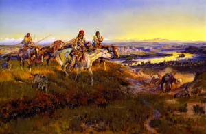 When White Men Turn Red by Charles Marion Russell - Oil Painting Reproduction