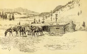 Where I Learned the Diamond Hitch-The Old Hoover Ranch on the South Fork of the Judith painting by Charles Marion Russell
