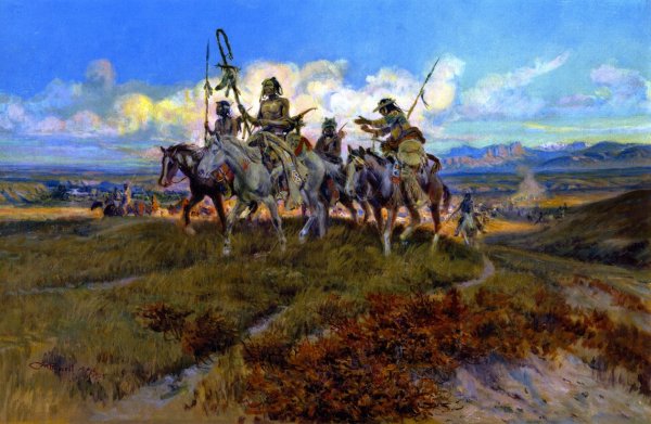 Wolf Men by Charles Marion Russell - Hand-Painted Oil Painting Reproduction