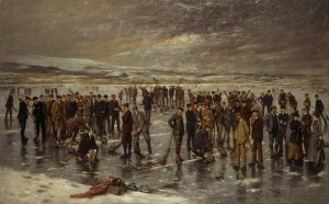 Curling at Carsebreck by Charles Martin Hardie Oil Painting