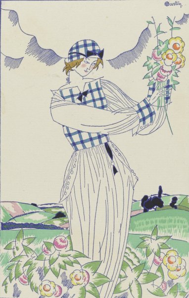 Et puis voici mon coeur; Robe d'ete en voile de Ceylan de Rodier  by Charles Martin - Hand-Painted Oil Painting Reproduction