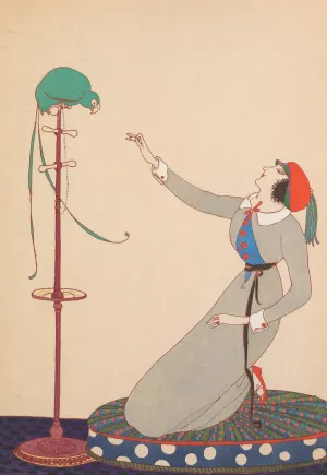 La Dame et le Perroquet by Charles Martin Oil Painting