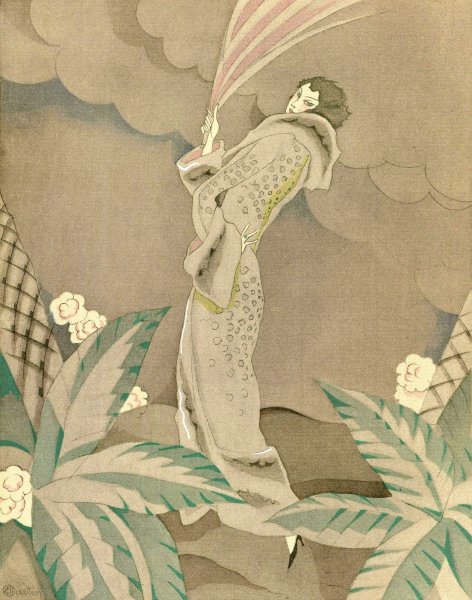 Main Product Photo of La femme a l'emeraude; Manteau en tigre, de Max-Leroy  Painting by Charles Martin