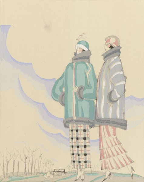 Main Product Photo of La promenade extra-muros; Jaquettes en fourrure, de Max - A. Leroy  Painting by Charles Martin