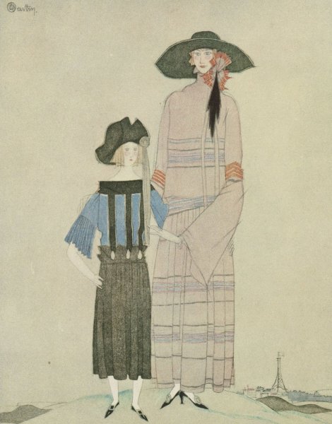 Main Product Photo of Portrait de Mme V.R. et de sa fille; Robes, de Jeanne Lanvin  Painting by Charles Martin
