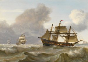 Shipping in choppy waters by Charles Martin Powell Oil Painting