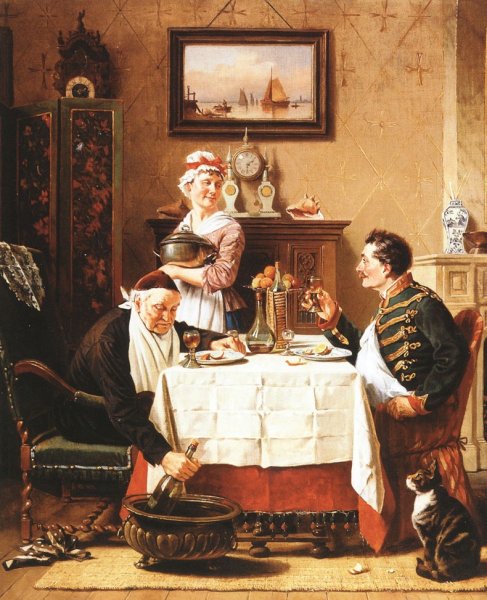 Main Product Photo of A Satisfying Meal Painting by Charles Meer Webb