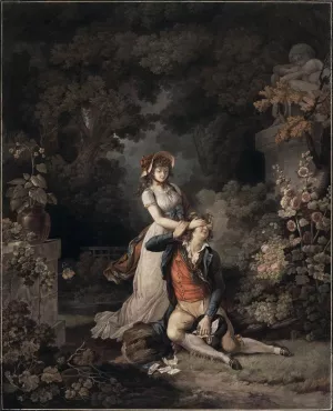 Lover Surprised by Charles-Melchior Descourtis - Oil Painting Reproduction