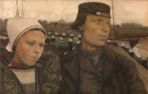 Couple in Zeeland by Charles Mertens Oil Painting