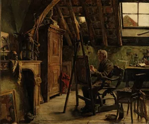 Workshop of a Painter by Charles Mertens Oil Painting