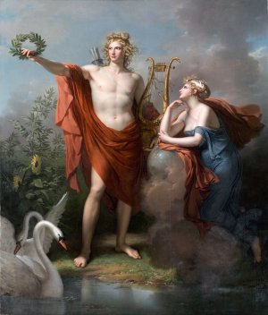 Apollo, God of Light, Eloquence, Poetry and The Fine Arts With Urania, Muse of Astronomy by Charles Meynier Oil Painting