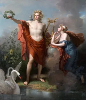 Apollo, God of Light, Eloquence, Poetry and The Fine Arts With Urania, Muse of Astronomy by Charles Meynier Oil Painting