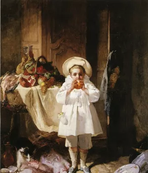 A Feast for the Young Peirot by Charles Monignot Oil Painting