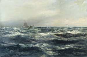 A Cornish sea and working boat by Charles Napier Hemy Oil Painting
