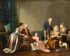 Group portrait of a family in an interior by Charles-Nicolas Guillon Oil Painting