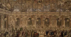 The Masked Ball Given by the King by Charles-Nicolas Ii Cochin Oil Painting