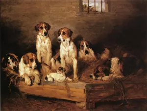 Foxhounds by Charles Olivier De Penne Oil Painting