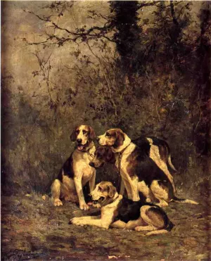 Hounds at Rest by Charles Olivier De Penne - Oil Painting Reproduction