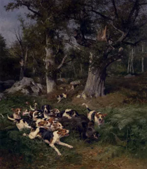 The Boar Chase by Charles Olivier De Penne - Oil Painting Reproduction